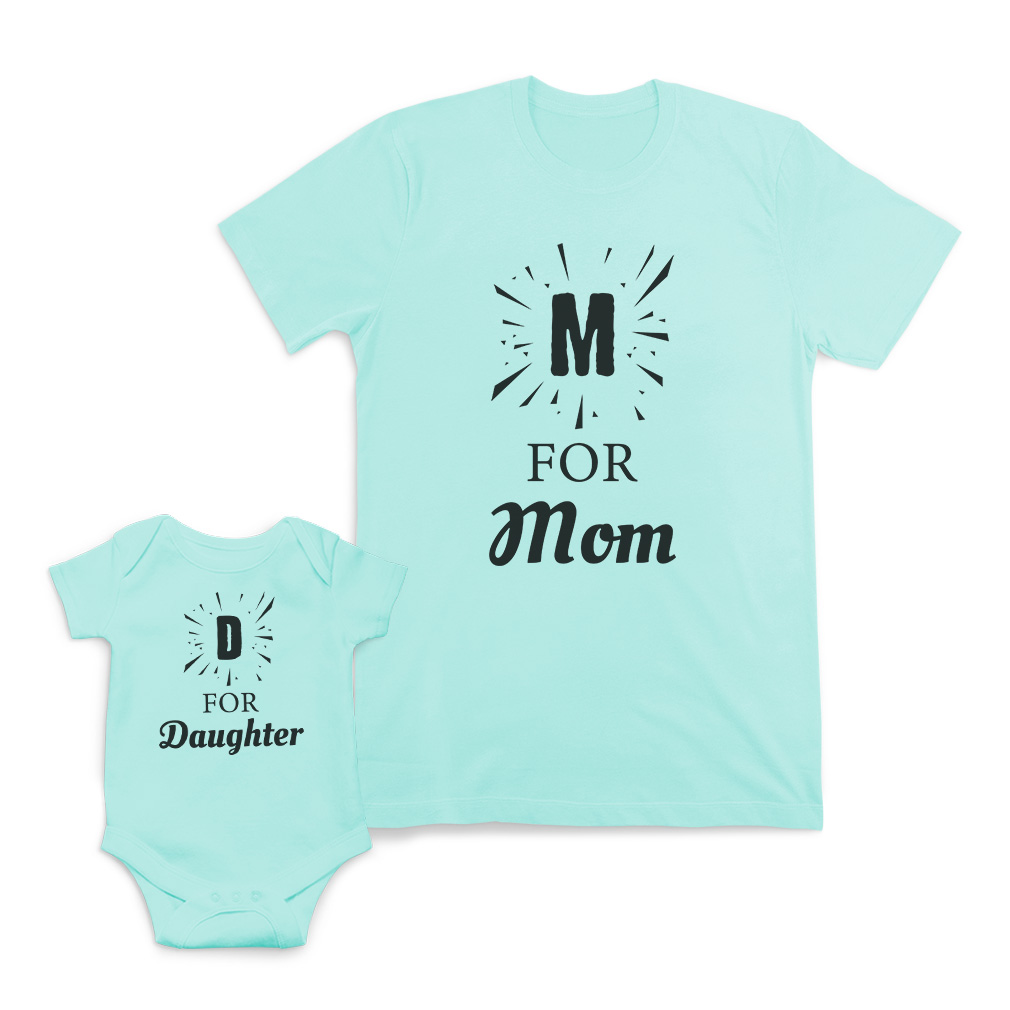 Mom Mom and Baby Matching Outfits M for Mom D for Daughter Cotton Match Clothes - Picture 7 of 9