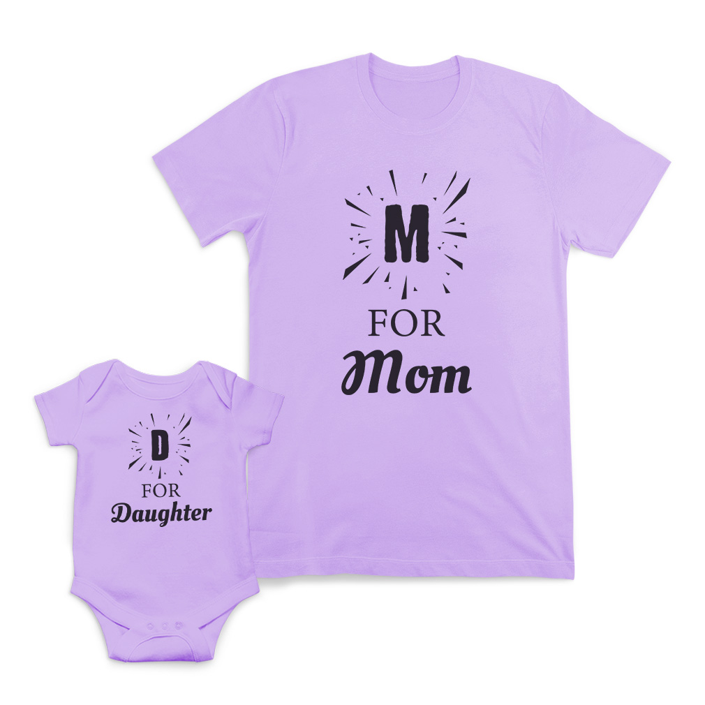 Mom Mom and Baby Matching Outfits M for Mom D for Daughter Cotton Match Clothes - Picture 8 of 9