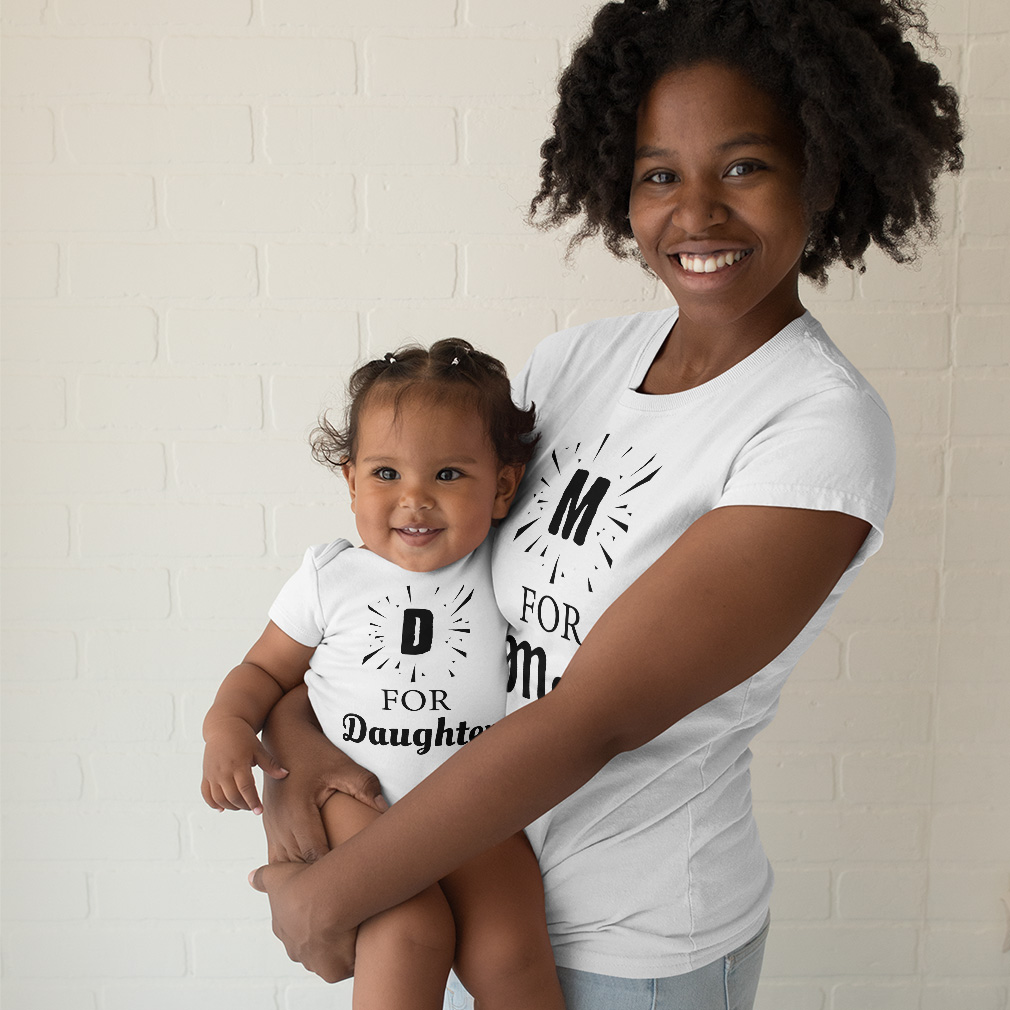 Mom Mom and Baby Matching Outfits M for Mom D for Daughter Cotton Match Clothes - Picture 3 of 9