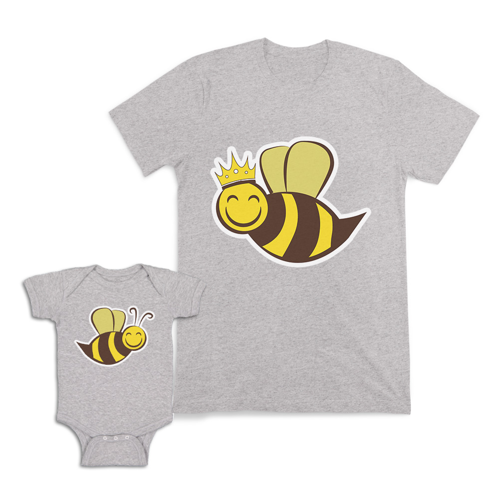 Mom and Baby Matching Outfits Smiling Honey Bee with Crown Insects Match Clothes - Picture 9 of 9