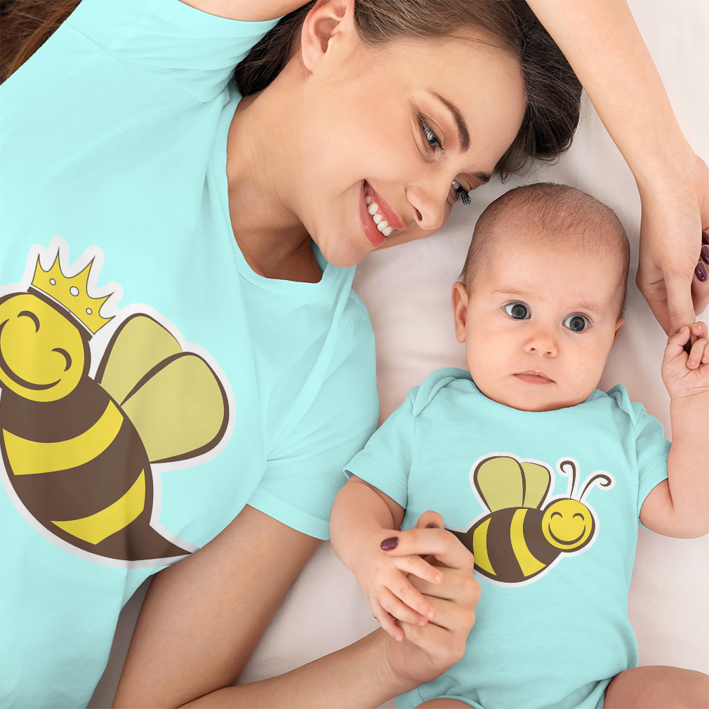 Mom and Baby Matching Outfits Smiling Honey Bee with Crown Insects Match Clothes - Picture 3 of 9
