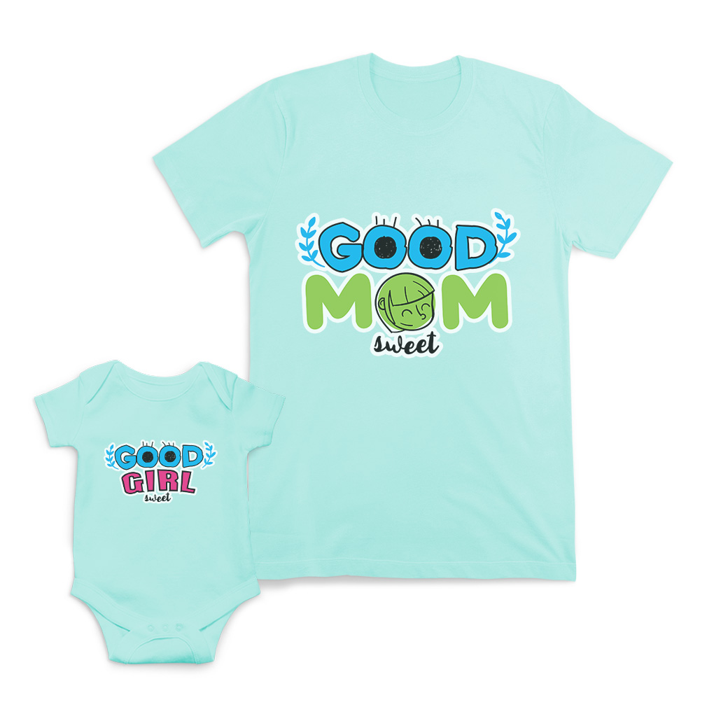 Mom Mom and Baby Matching Outfits Good Mom Girl Sweet Eyes Leaves Match Clothes - Picture 7 of 9