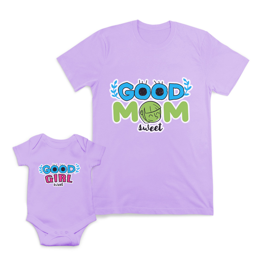 Mom Mom and Baby Matching Outfits Good Mom Girl Sweet Eyes Leaves Match Clothes - Picture 8 of 9