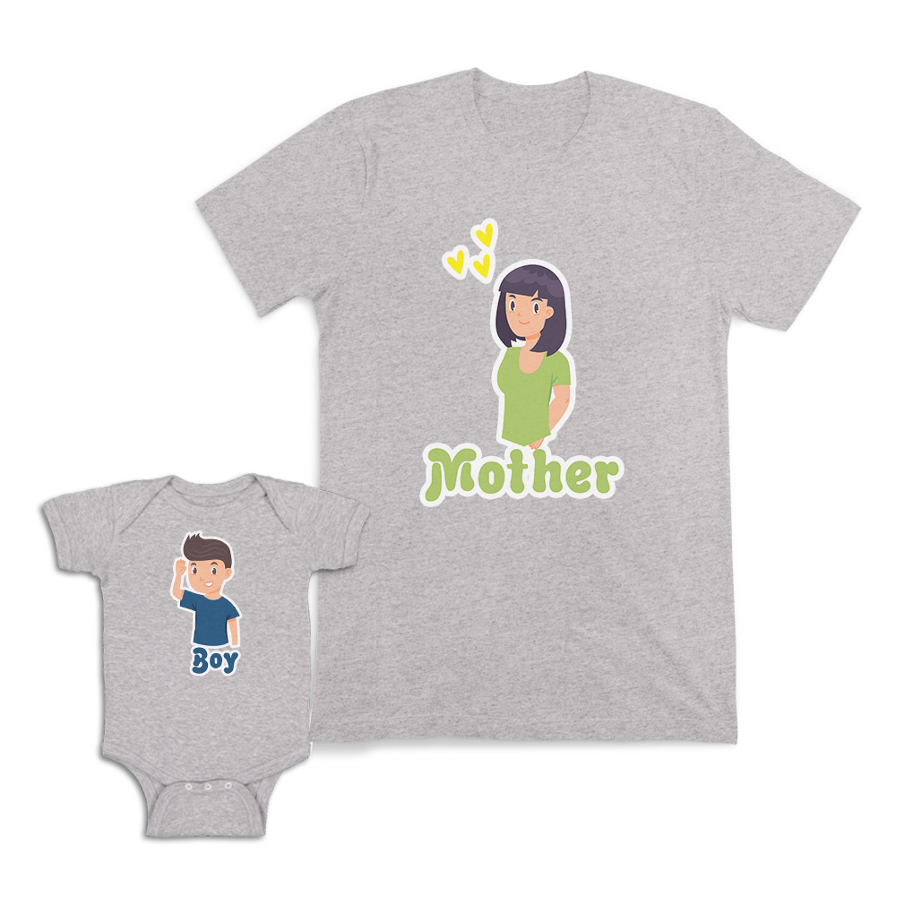 Mom and Baby Matching Outfits Mother Heart Love Boy Smiling Cotton Match Clothes - Picture 9 of 9