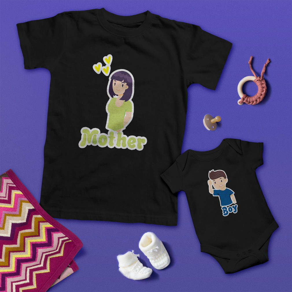 Mom and Baby Matching Outfits Mother Heart Love Boy Smiling Cotton Match Clothes - Picture 4 of 9