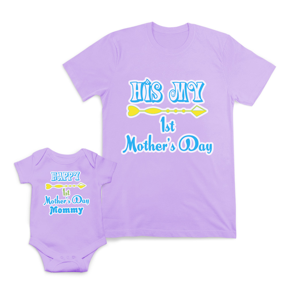 Mom and Baby Matching Outfits His My First Mother Day Arrow Happy Mommy Arrow - Picture 8 of 9