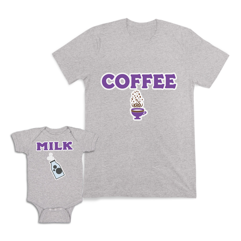 Mom and Baby Matching Outfits Coffee Hot Coffee Cup Milk Bottle Blue Knit Cotton