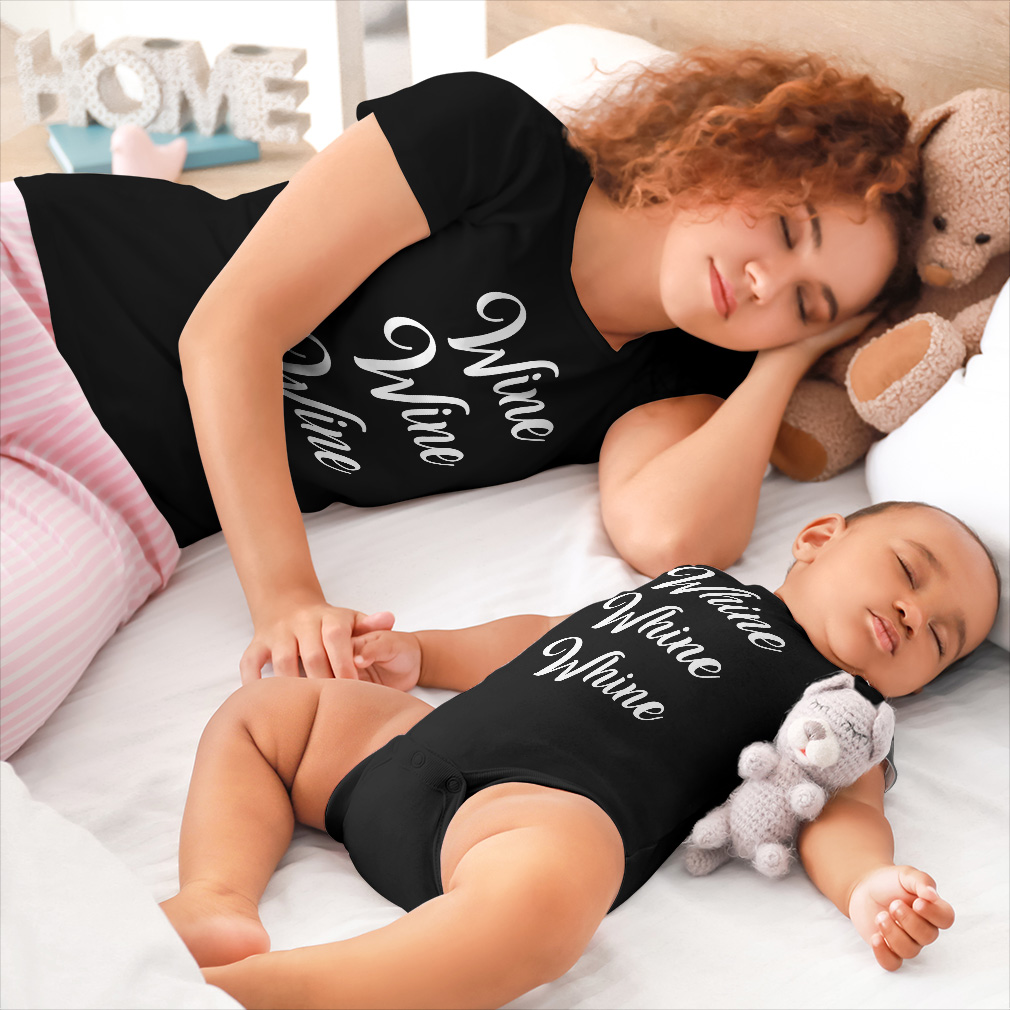 Mom and Baby Matching Outfits Whine Love Funny Wine Food Beverage Match Clothes